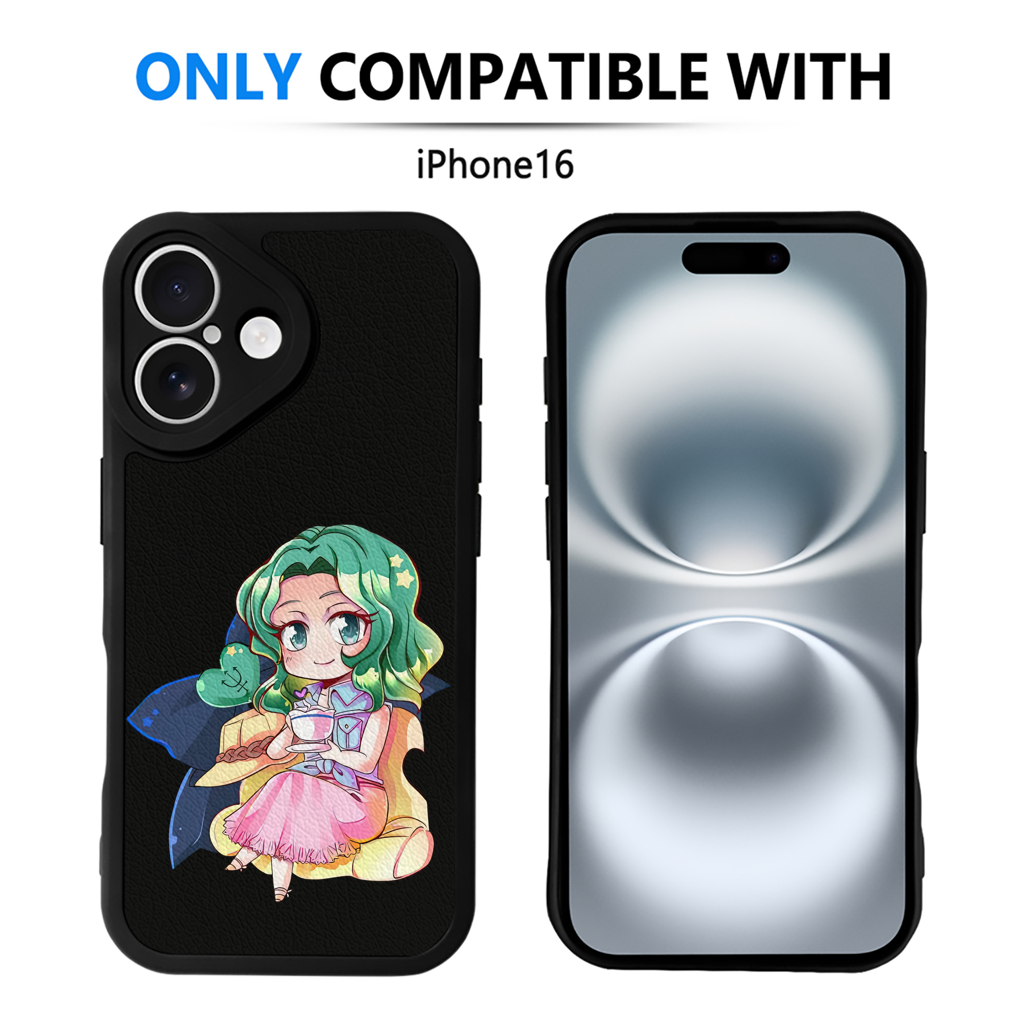 （画像用） 美少女戦士セーラームーン 海王 みちる（かいおう みちる） Sailor Moon Kaiou Michiru 【iPhone 16シリーズ対応】シリコンスマホケース（レザー調） 材質：シリコン